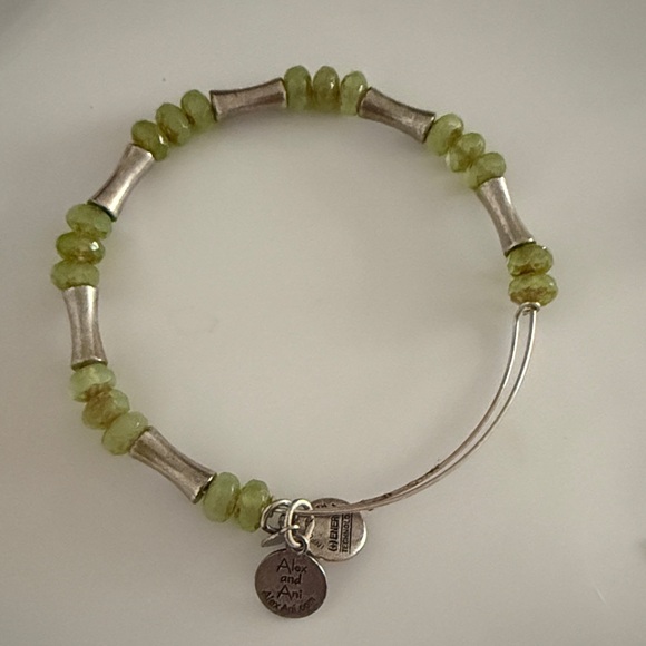 Vintage Alex and Ani Olive Beaded Silver Bracelet - Picture 1 of 2